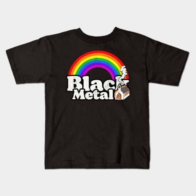 Black Metal Reignbow Kids T-Shirt by darklordpug